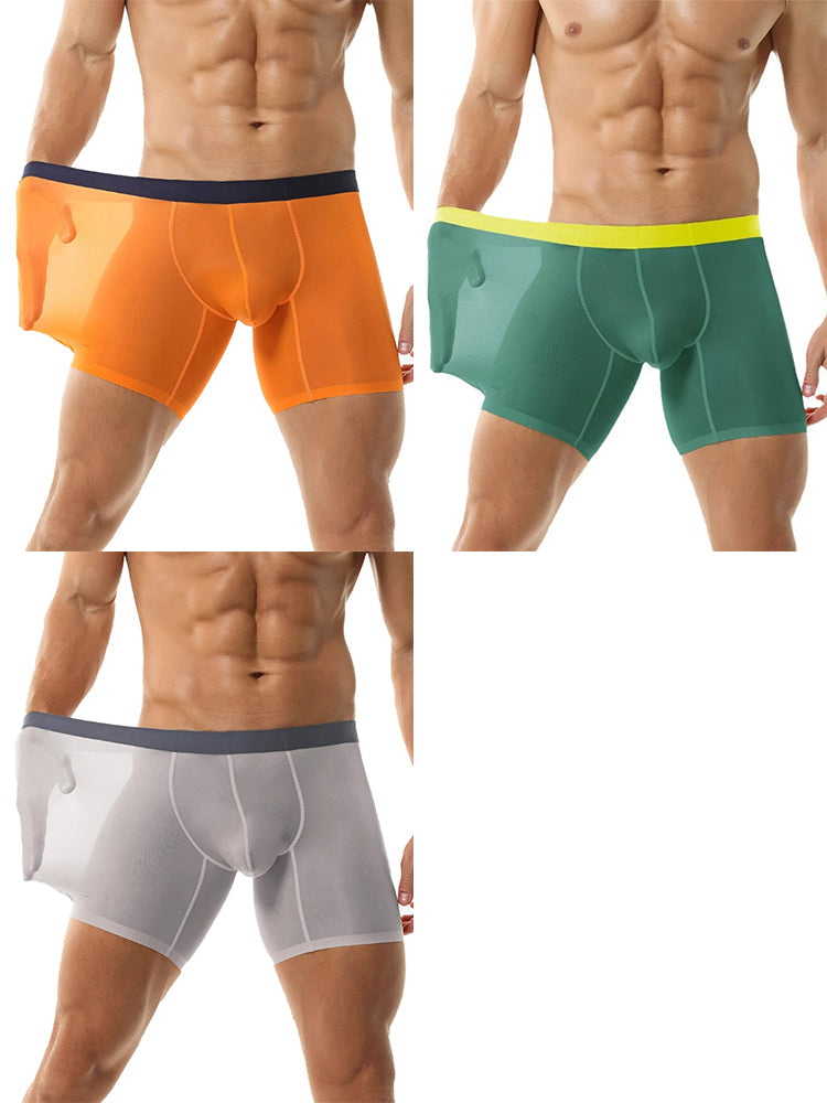 Men's Ice Silk Athletic Long Boxer Briefs