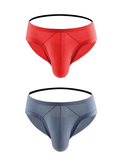 2 Pack Men's Low Rise Back Hollow 3D U-convex Large Pouch T-Back Briefs