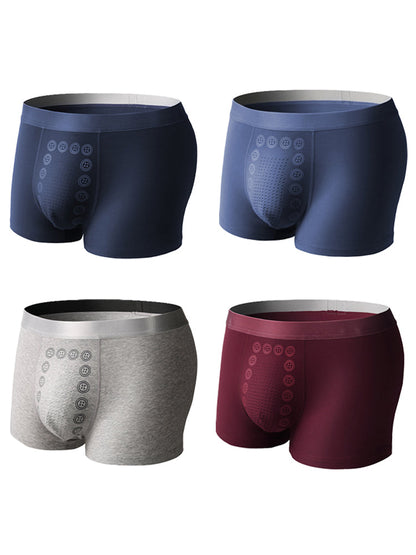 4 Pack Men's Mid-Rise Cotton Antibacterial Breathable Trunks
