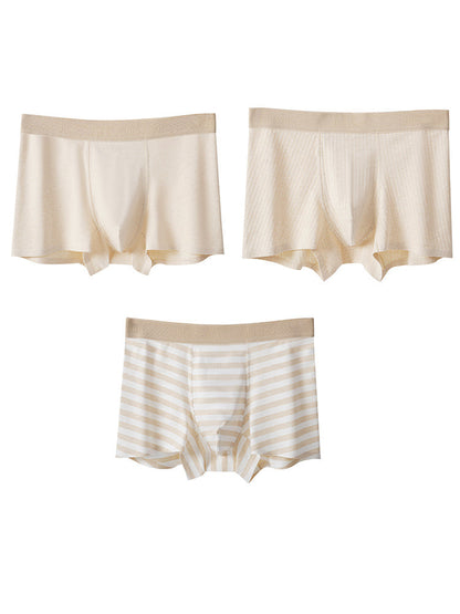 3 Pack Men's Cotton Breathable Antibacterial Quick-Dry U-Shaped Trunks