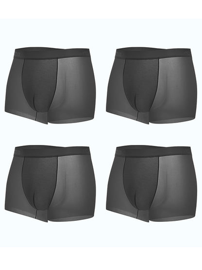 4 Pack Men's Breathable Ice Silk Antibacterial Sports Trunks