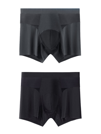 2 Pack Men's  Modal Seamless Antibacterial Anti-Chafing Leg Boxers Briefs & Midway Briefs