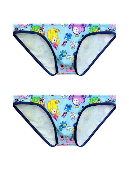 2-pack Men's Breathable Sports Cartoon Print Bikini