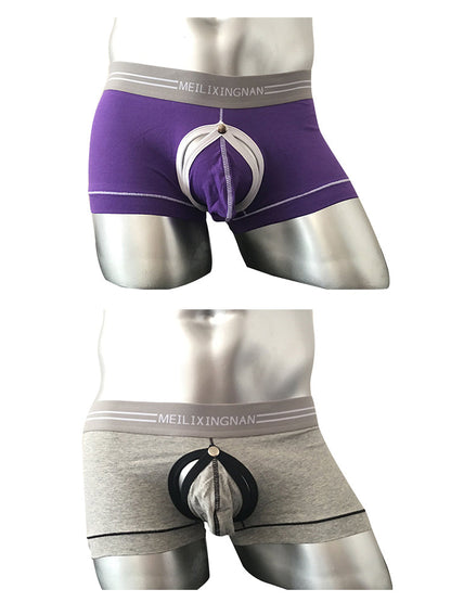 2 Pack Men's Detachable Pouch Breathable Boxer Briefs