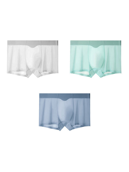 3-pack Men's Ice Silk Sexy 3D Stamped Pouch Boxer Briefs