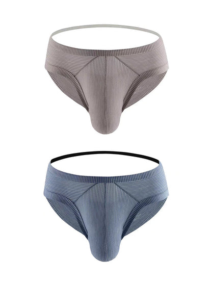 2 Pack Men's Low Rise Back Hollow 3D U-convex Large Pouch T-Back Briefs