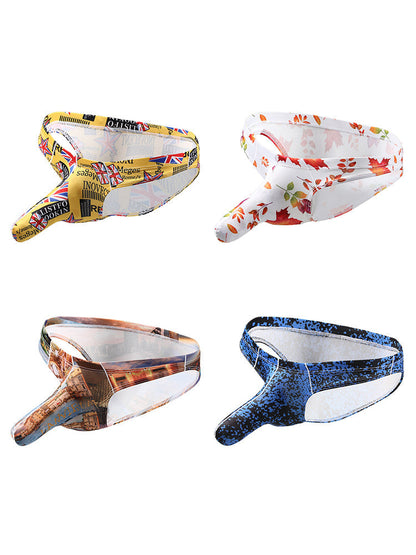4 Pack Men's Elephant Print Sexy Bikini