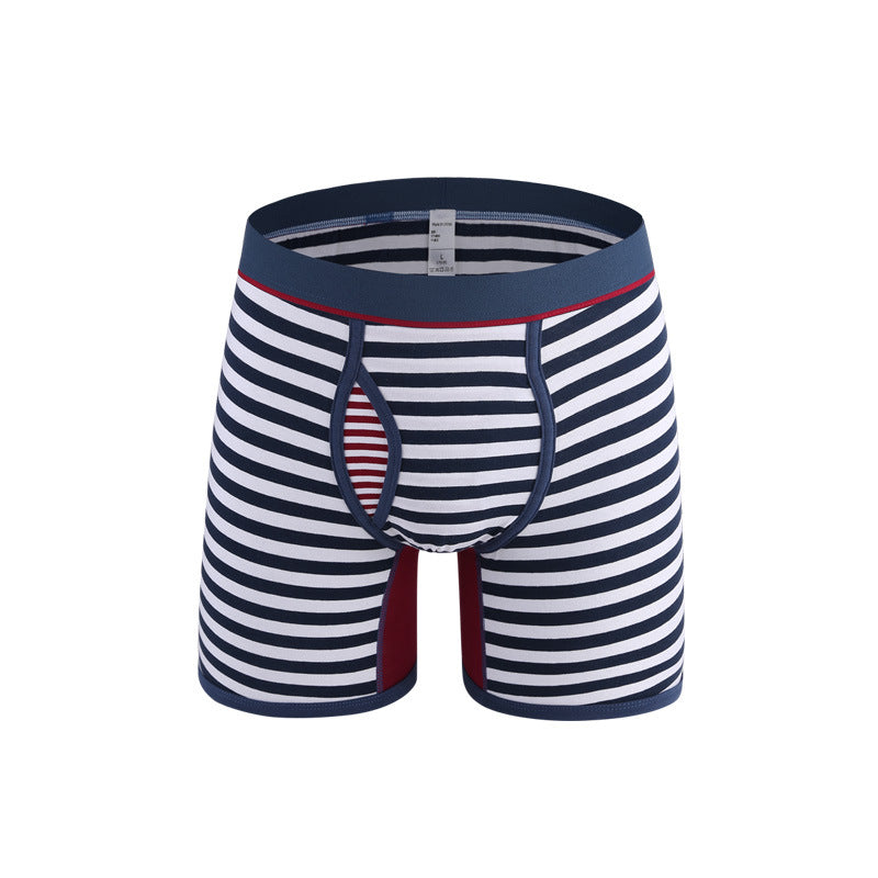 Men's Striped Plus Size Boxer Brief Fly Front with Pouch