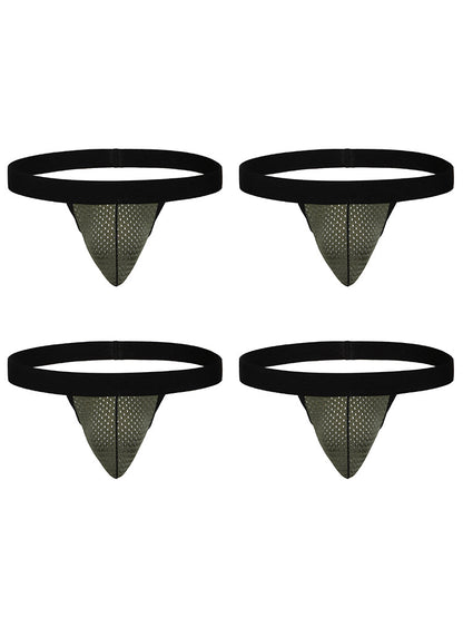 4 Pack Men's Single Pouch Ice Silk Sexy Thong
