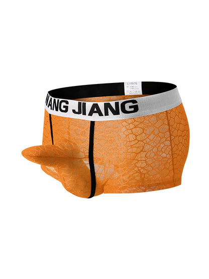 2 Pack Men's Ice Silk Lace Solid Sexy Trunks
