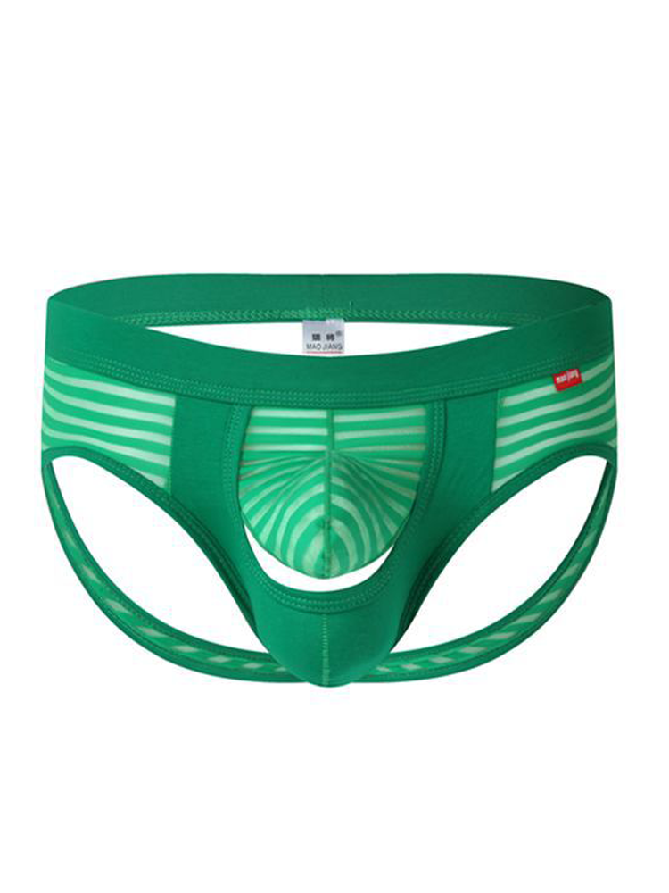 Men's Sexy Striped Hollow Jockstrap With Separate Pouch