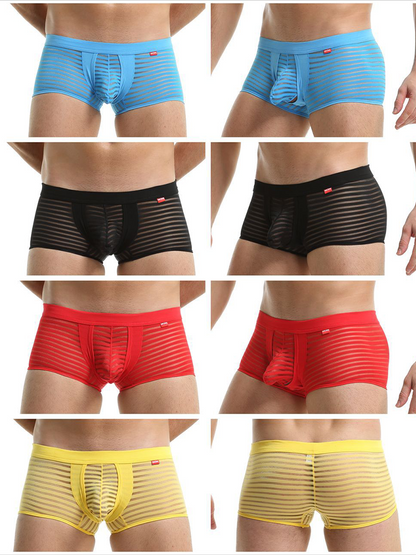 Men's Sexy Striped Hollow Jockstrap With Separate Pouch