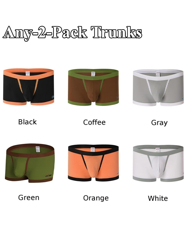 2 Pack Men's Separated Ball Pouch Trunks With Fly