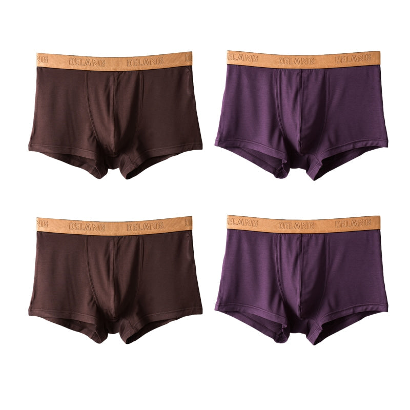 Modal Ultra-soft Solid Mid-waist Men's Boxer Briefs
