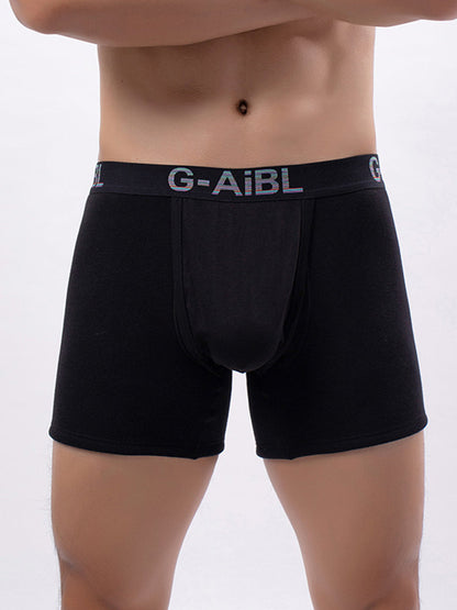 2 Pack Men's Solid Color Bullet Separated U-Pocket Plush Boxer Briefs