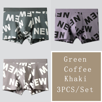 3Pcs Mens Printed U Convex Pouch Boxer Briefs
