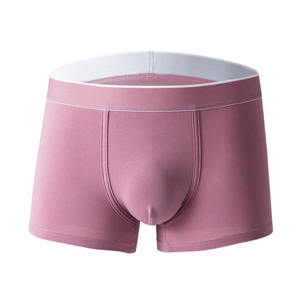 4Pcs Men's Cotton Solid Mid-rise Trunks