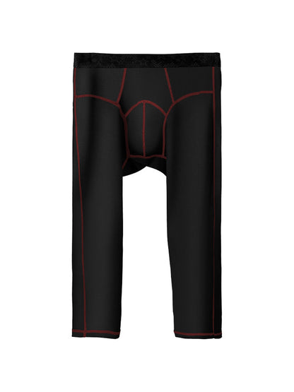 2-pack Men's Large Size High Elastic U-shaped Convex Pocket Warm Cropped Trousers