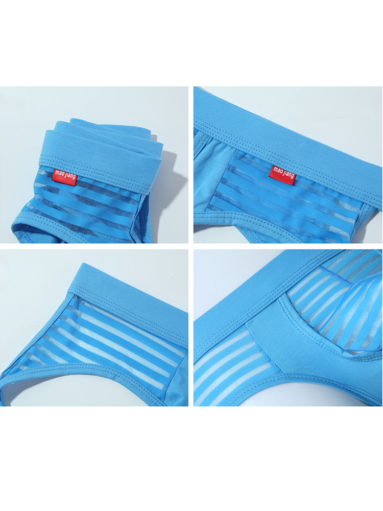 Men's Sexy Striped Hollow Jockstrap With Separate Pouch