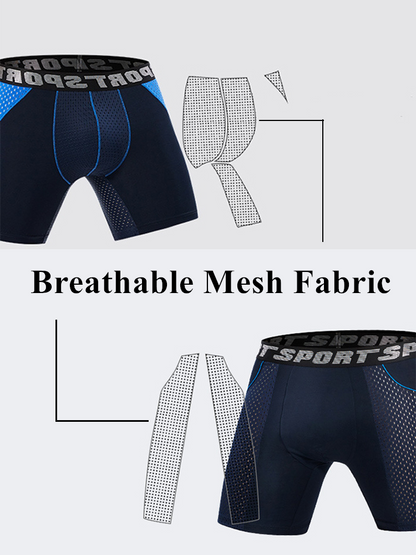 2 Pack Men's Sports Anti-friction Mesh Boxer Briefs