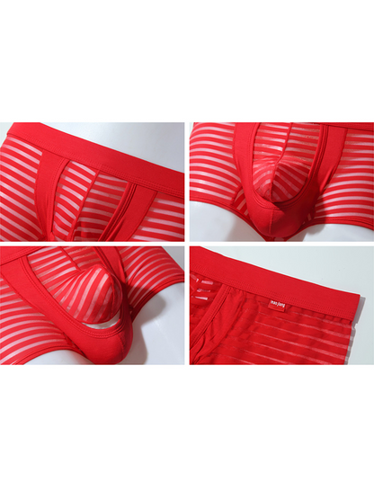 Men's Sexy Striped Hollow Jockstrap With Separate Pouch