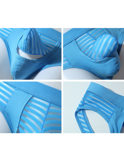 Men's Sexy Striped Hollow Jockstrap With Separate Pouch