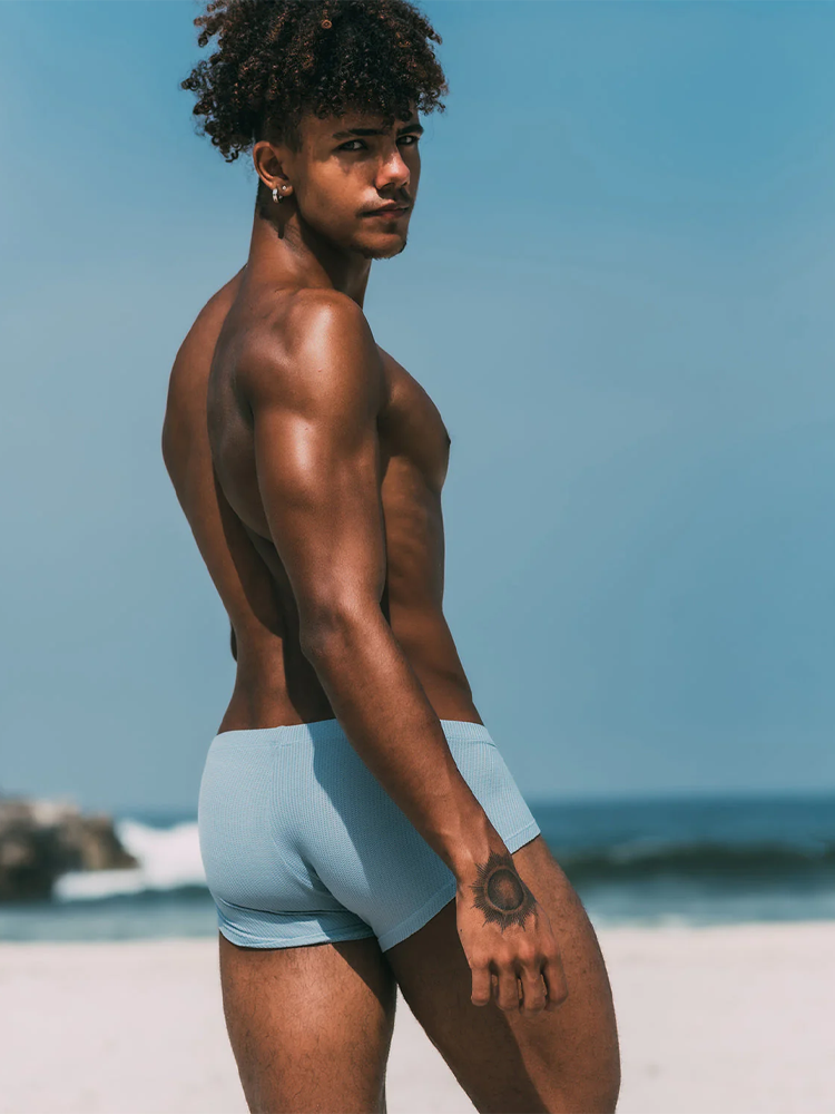 2 Pack Men's Sexy Short Legs Trunks With Large Pouch