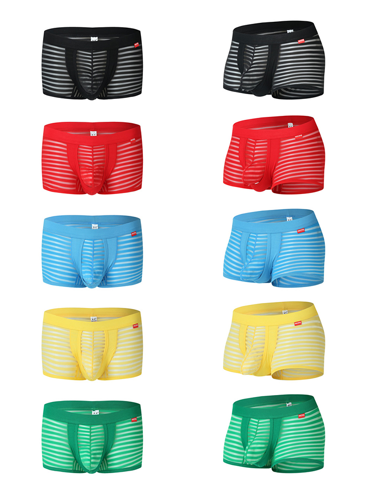 Men's Sexy Striped Hollow Jockstrap With Separate Pouch