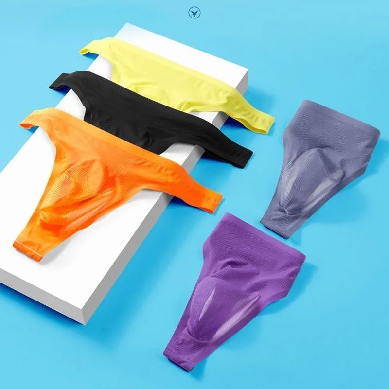 Men's Ultra-Thin Ice Silk Sexy Transparent Thong