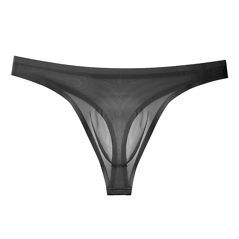 Men's Ultra-Thin Ice Silk Sexy Transparent Thong