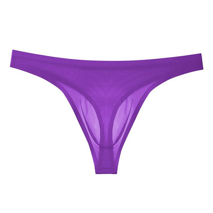 Men's Ultra-Thin Ice Silk Sexy Transparent Thong