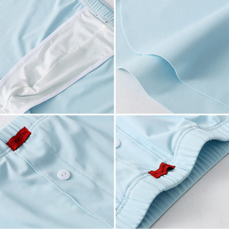Men's Breathable Boxers with Button Fly